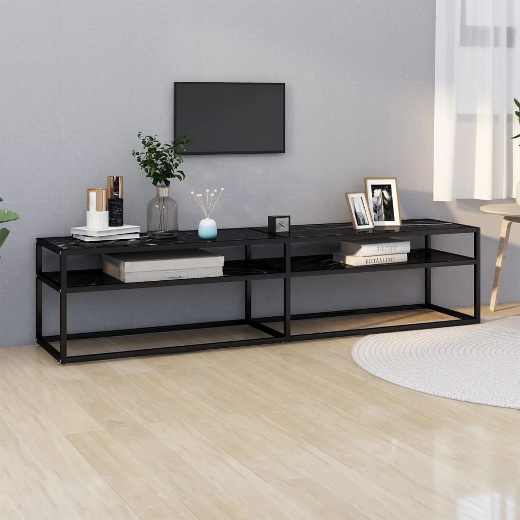 TV-Schrank Schwarz Marmor-Optik 180 cm
