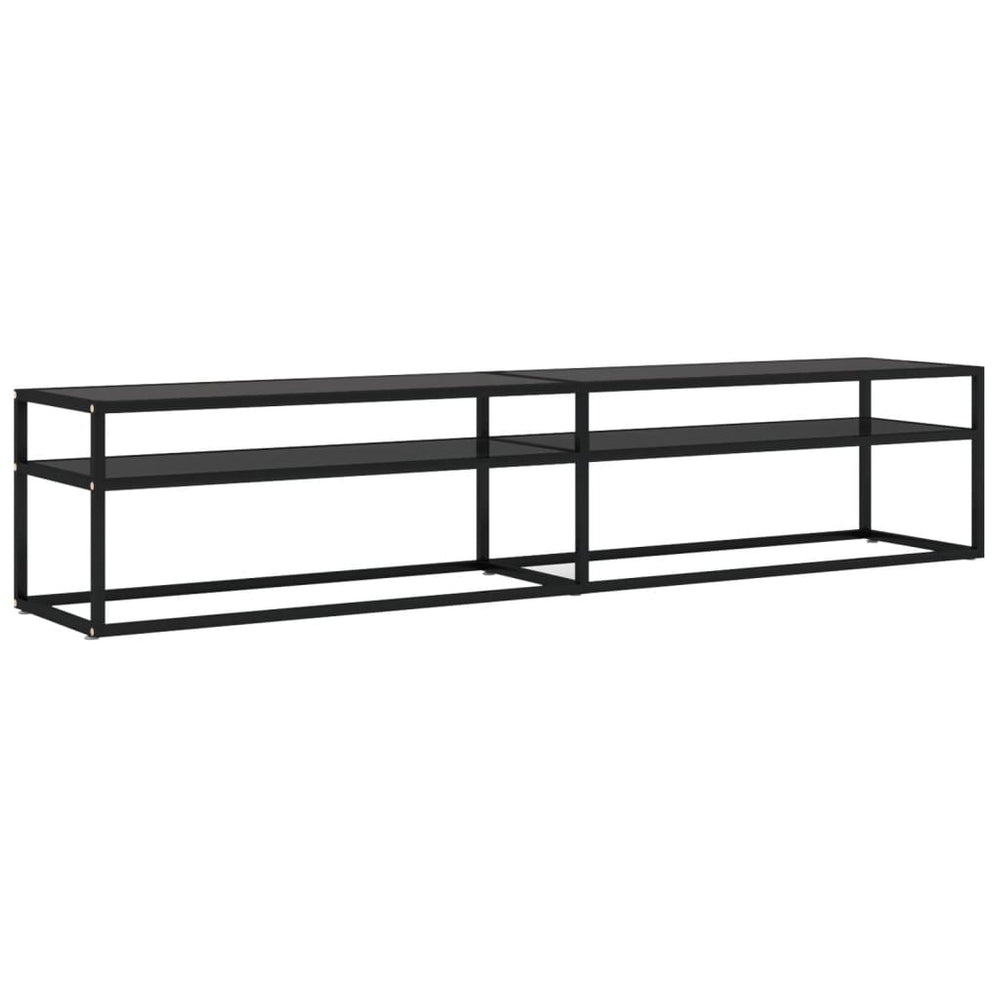 Schwarzer TV-Schrank mit Hartglas, 200 cm