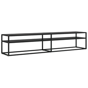 Schwarzer TV-Schrank mit Hartglas, 200 cm