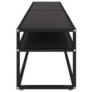 Schwarzer TV-Schrank mit Hartglas, 200 cm