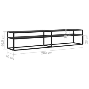 Schwarzer TV-Schrank mit Hartglas, 200 cm
