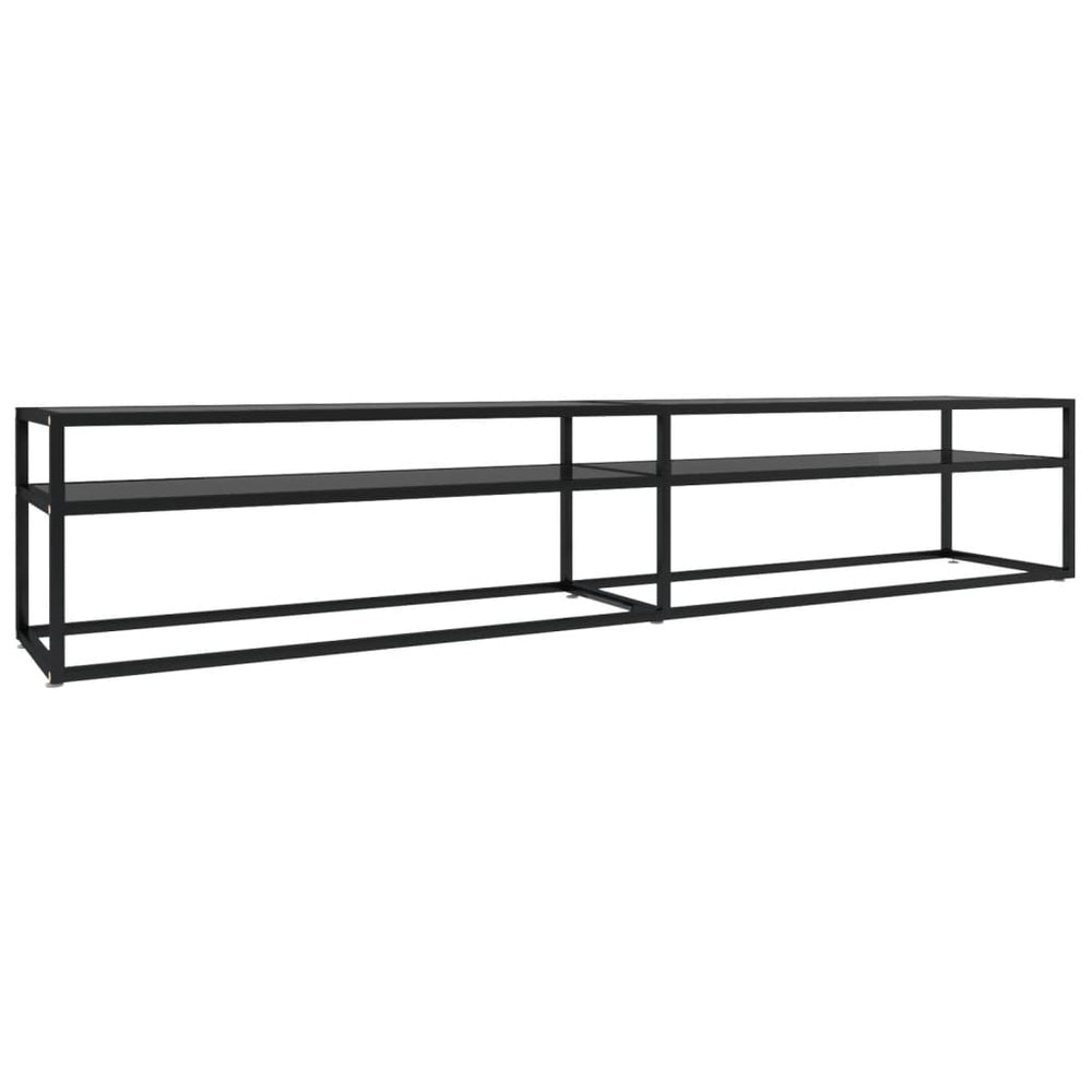 Schwarzer TV-Schrank mit Hartglas, 220 cm