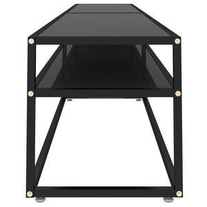 Schwarzer TV-Schrank mit Hartglas, 220 cm