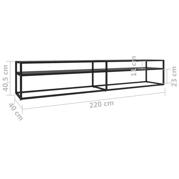 Schwarzer TV-Schrank mit Hartglas, 220 cm