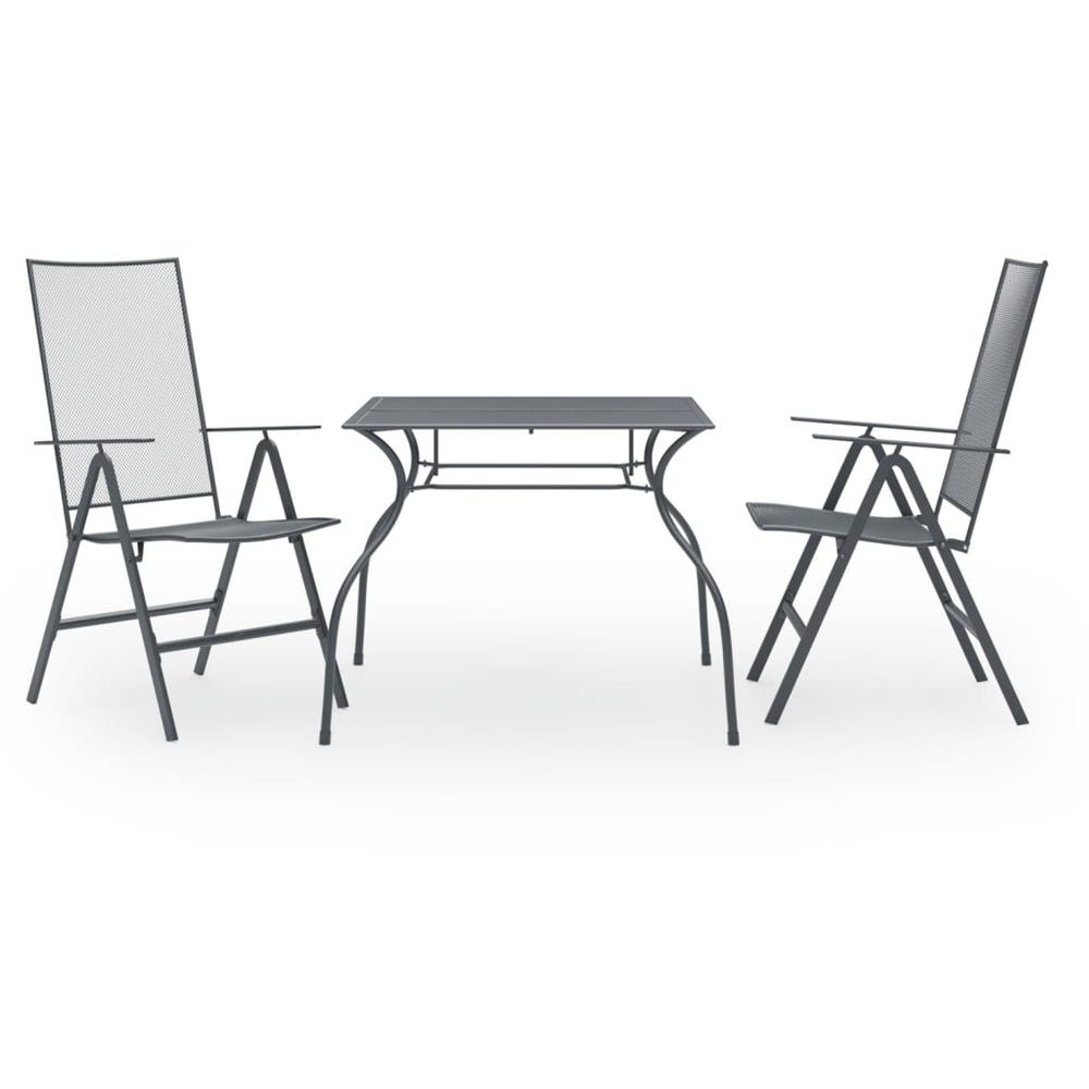 vidaXL 3-Piece Garden Dining Set Steel Anthracite