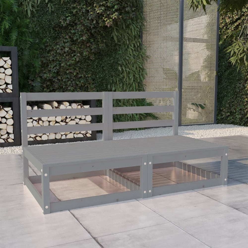 Gartensofa 2-Sitzer Grau Massivholz Kiefer