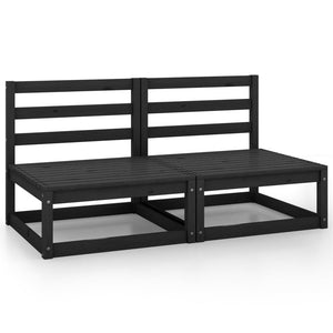 Gartensofa 2-Sitzer Schwarz Massivholz Kiefer