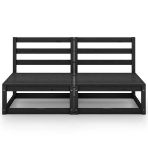 Gartensofa 2-Sitzer Schwarz Massivholz Kiefer