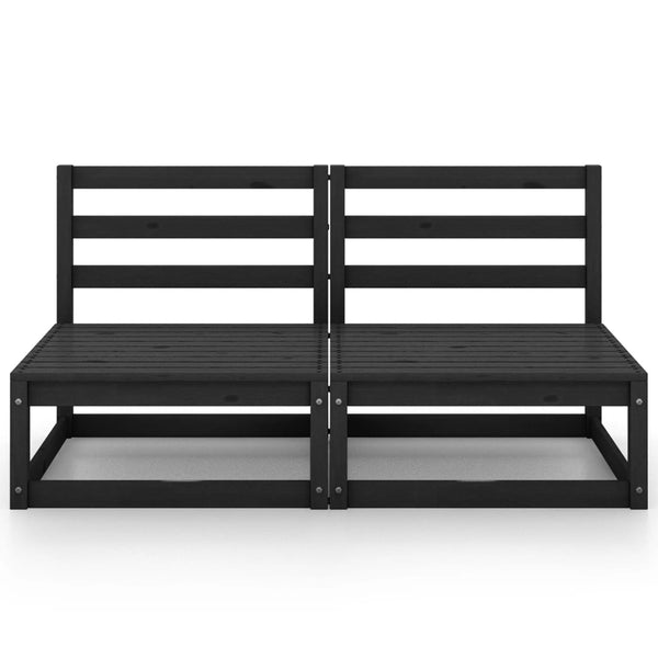 Gartensofa 2-Sitzer Schwarz Massivholz Kiefer
