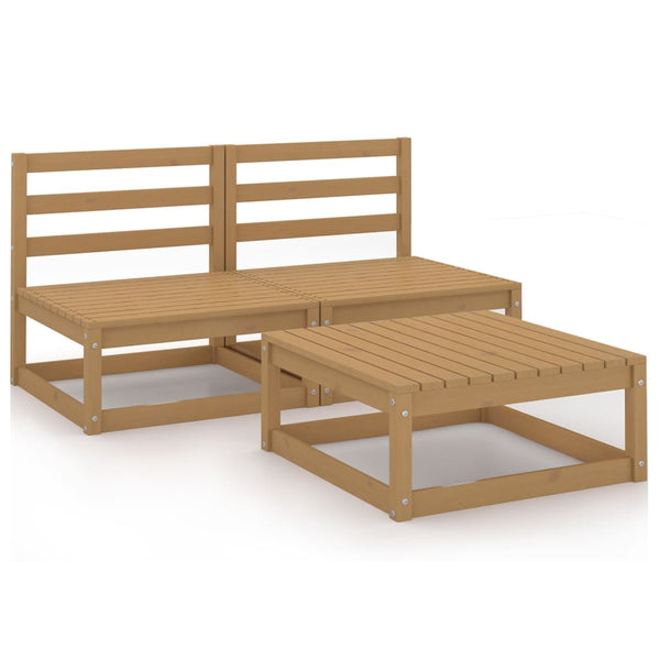 3-tlg. Garten-Lounge-Set Honigbraun Massivholz Kiefer