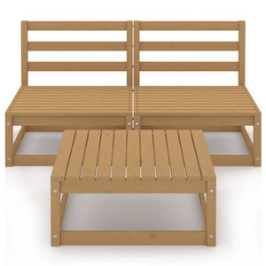 3-tlg. Garten-Lounge-Set Honigbraun Massivholz Kiefer