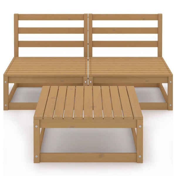 3-tlg. Garten-Lounge-Set Honigbraun Massivholz Kiefer
