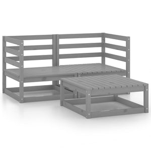 3-tlg. Garten-Lounge-Set Grau Massivholz Kiefer