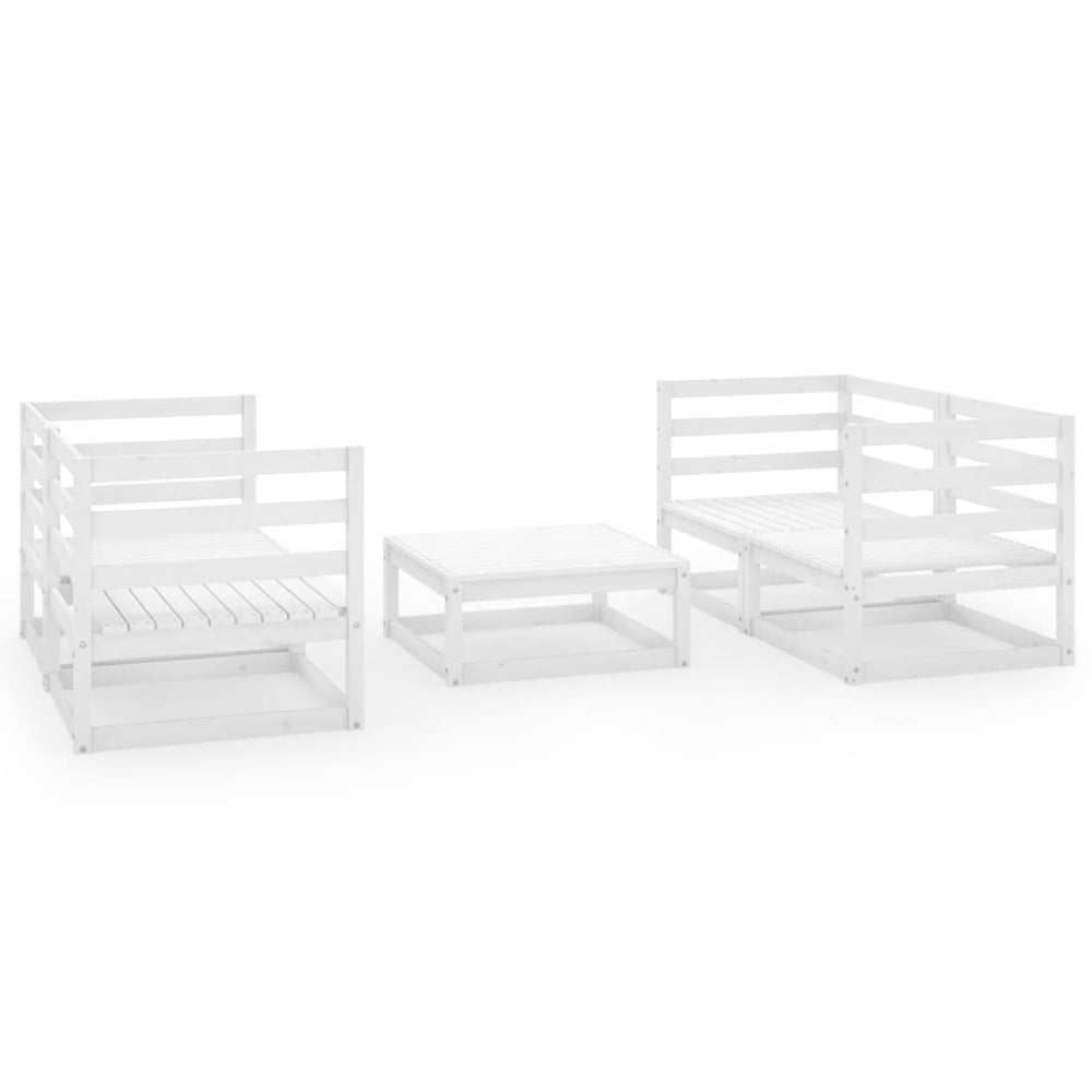 vidaXL 5-piece Garden Lounge Set White Solid Pine Wood