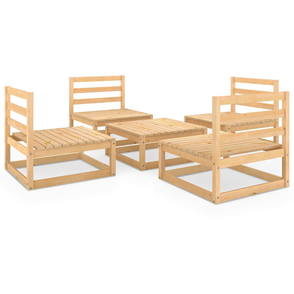5-tlg. Garten-Lounge-Set Massivholz Kiefer