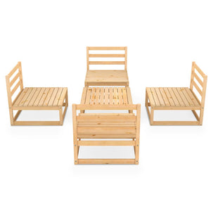 5-tlg. Garten-Lounge-Set Massivholz Kiefer