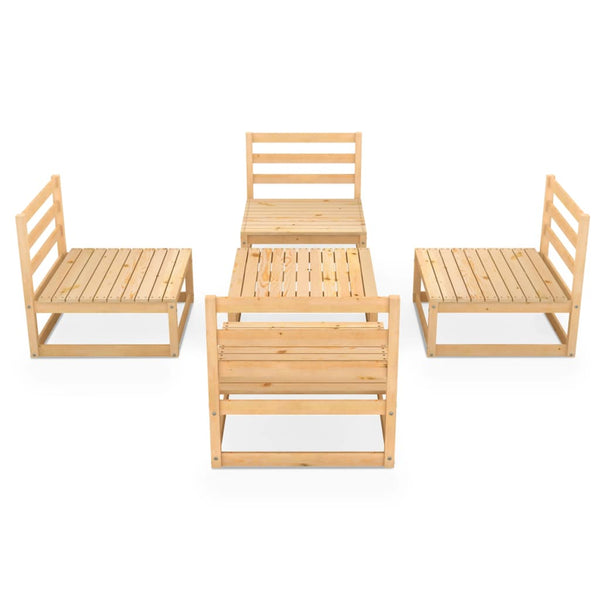 5-tlg. Garten-Lounge-Set Massivholz Kiefer