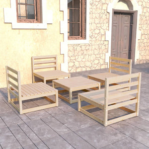 5-tlg. Garten-Lounge-Set Massivholz Kiefer