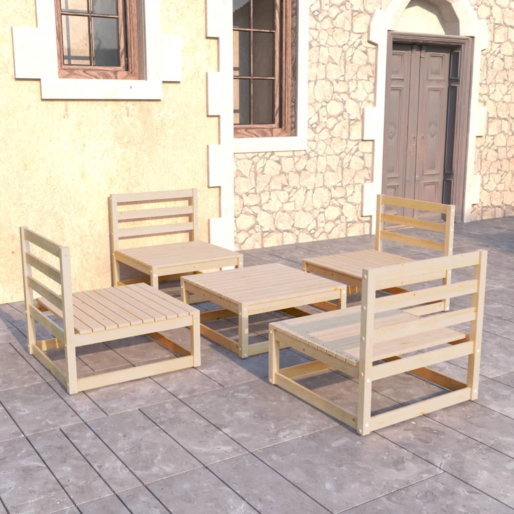 5-tlg. Garten-Lounge-Set Massivholz Kiefer