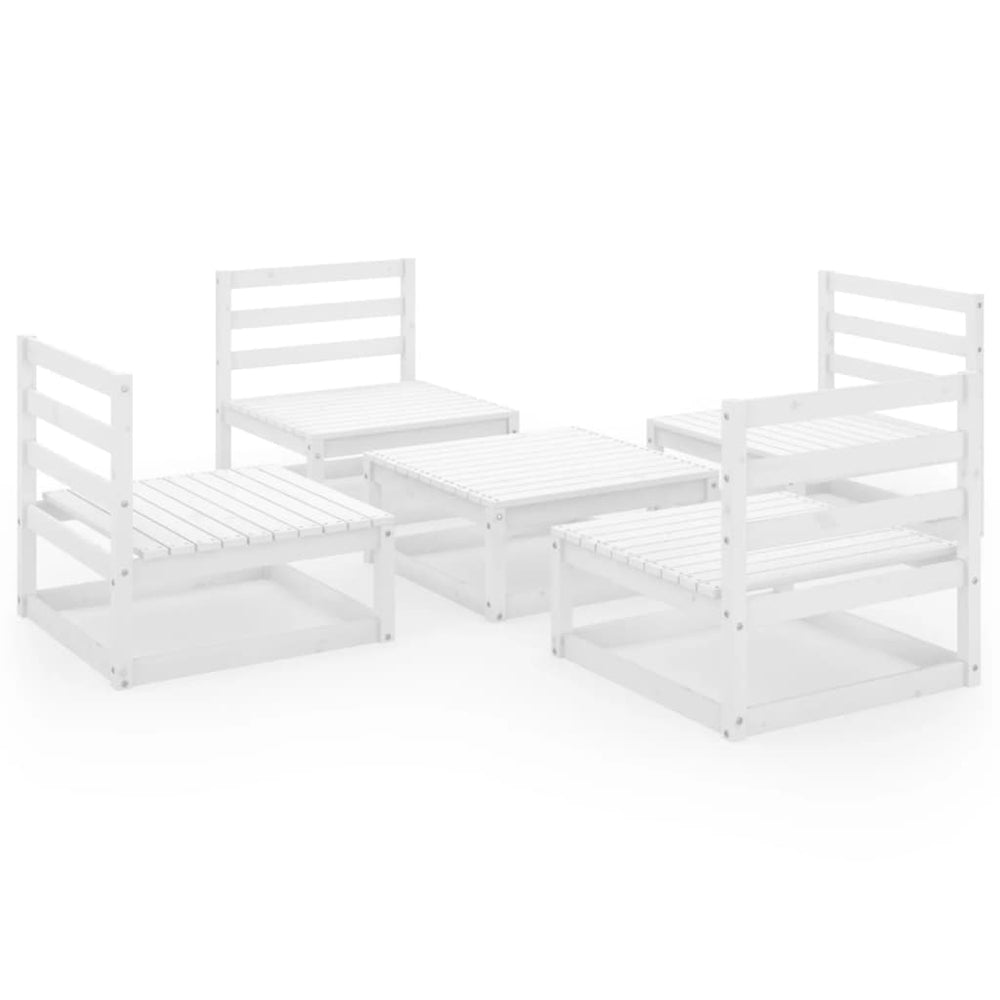 vidaXL 5-piece Garden Lounge Set White Solid Pine Wood