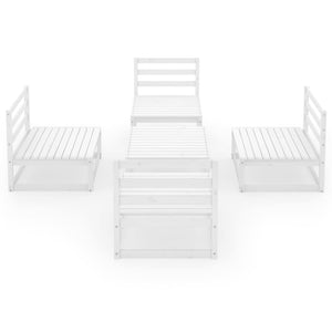 5-tlg. Garten-Lounge-Set Weiß Massivholz Kiefer
