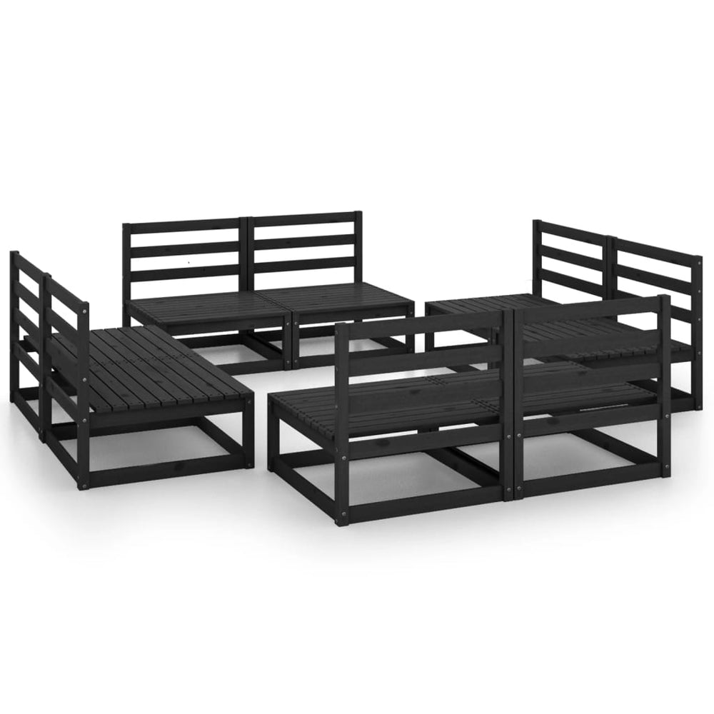 vidaXL 8-piece Garden Lounge Set Black Solid Pine Wood