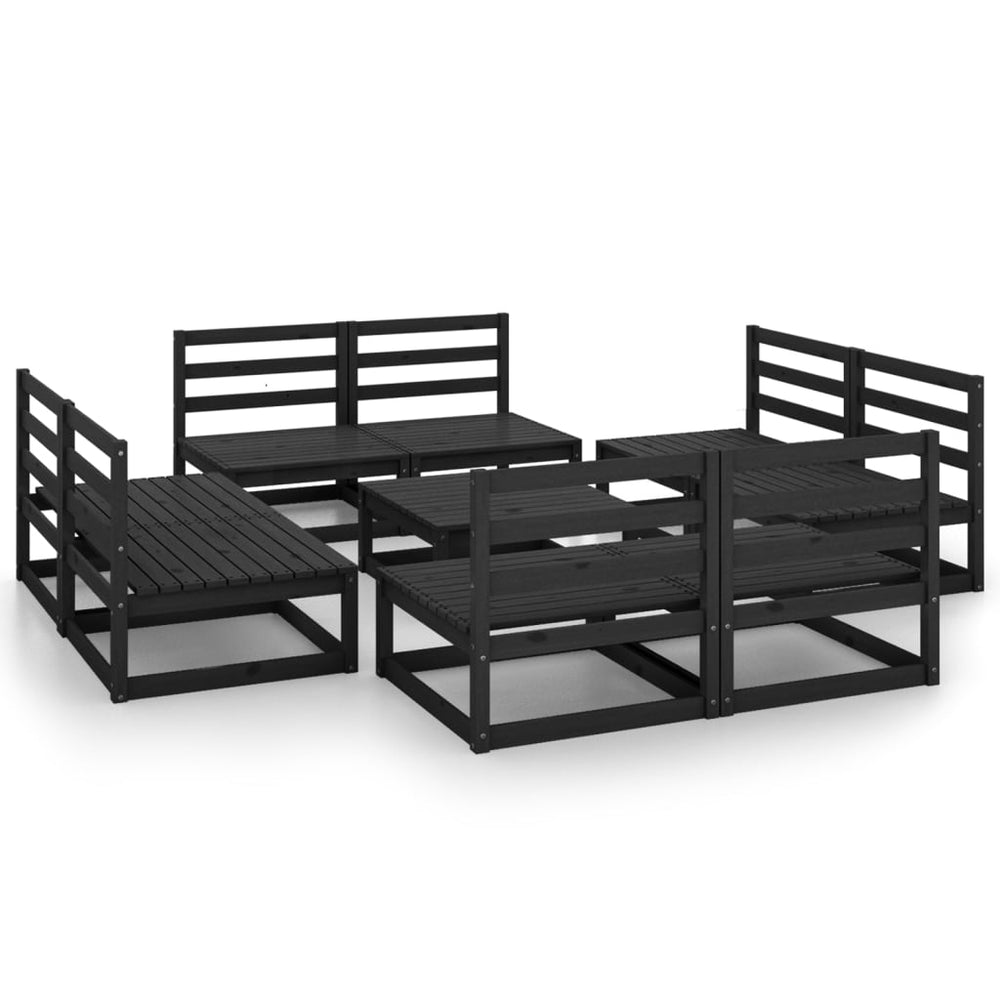 vidaXL 9-piece Garden Lounge Set Black Solid Pine Wood