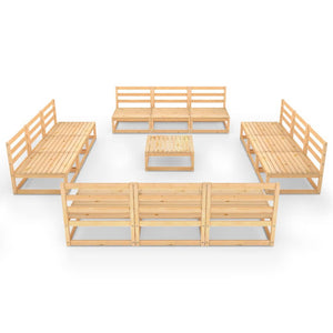 13-tlg. Garten-Lounge-Set Massivholz Kiefer