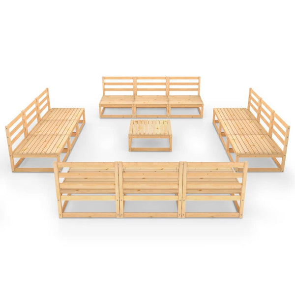 13-tlg. Garten-Lounge-Set Massivholz Kiefer