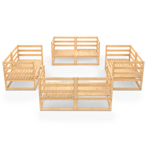 8-tlg. Garten-Lounge-Set Massivholz Kiefer