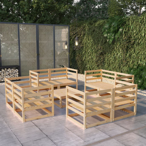 9-tlg. Garten-Lounge-Set Massivholz Kiefer