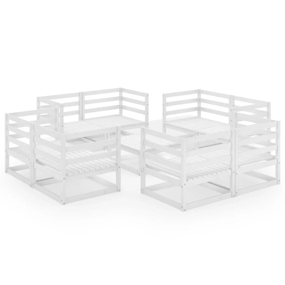 vidaXL 9-piece Garden Lounge Set White Solid Pine Wood