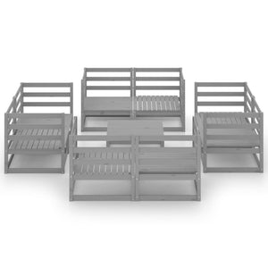 9-tlg. Garten-Lounge-Set Grau Kiefer Massivholz