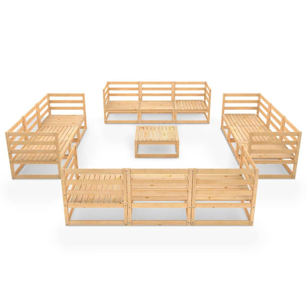 13-tlg. Garten-Lounge-Set Massivholz Kiefer