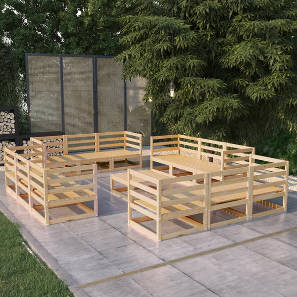 13-tlg. Garten-Lounge-Set Massivholz Kiefer