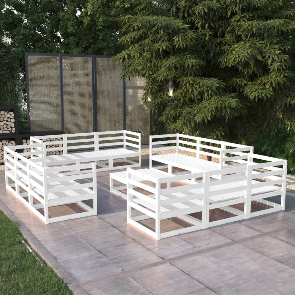 vidaXL Salon de jardin 13 pcs Blanc Bois de pin massif