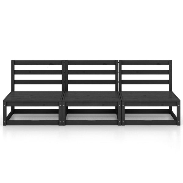 Outdoor-Sofa 3-Sitzer Schwarz Massivholz Kiefer