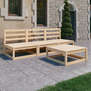 4-tlg. Garten-Lounge-Set Massivholz Kiefer