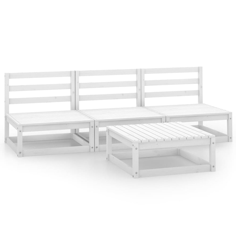 vidaXL 4-piece Garden Lounge Set White Solid Pine Wood