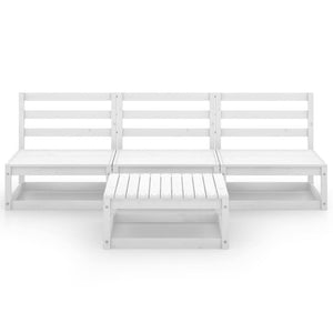 4-tlg. Garten-Lounge-Set Weiß Massivholz Kiefer