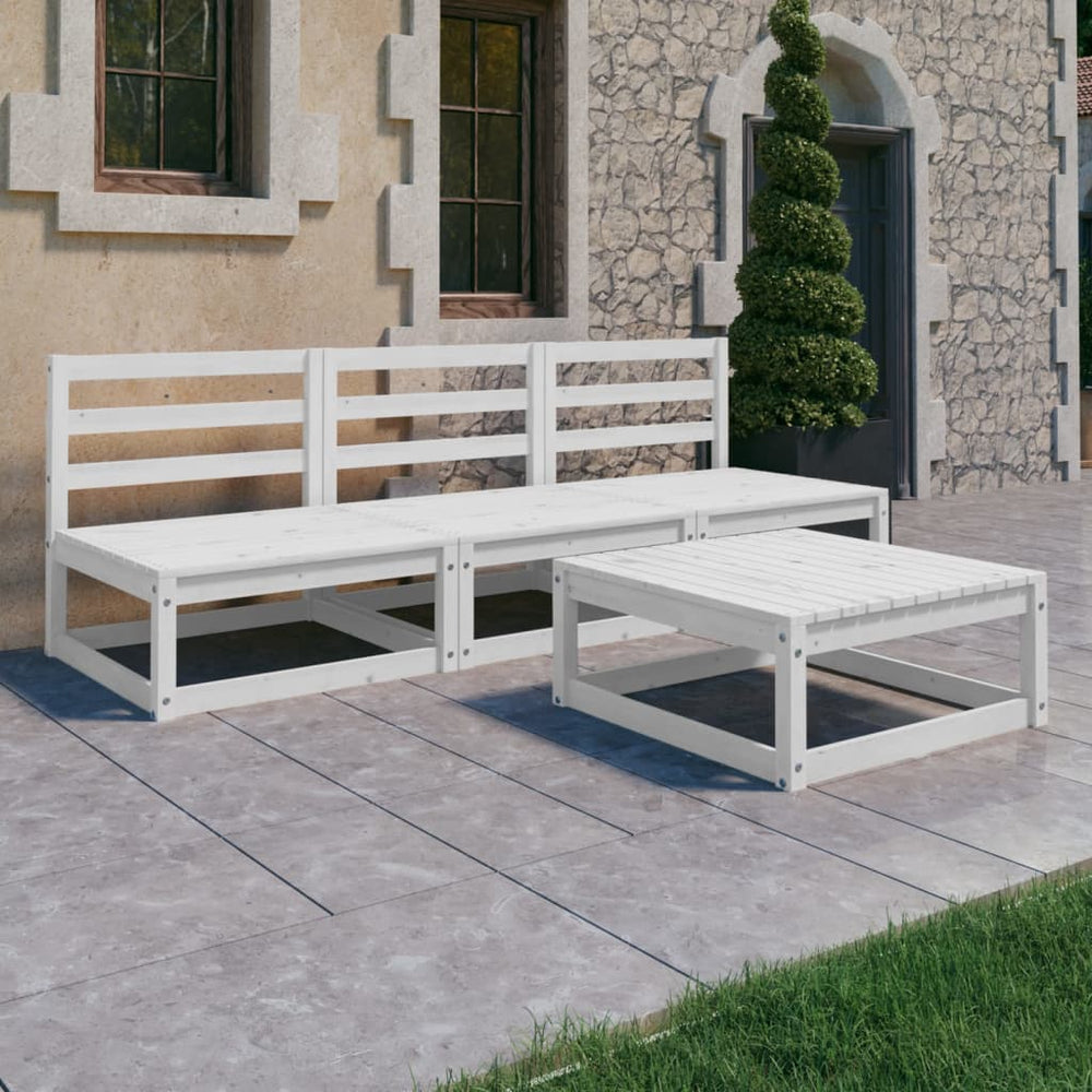 vidaXL 4-piece Garden Lounge Set White Solid Pine Wood