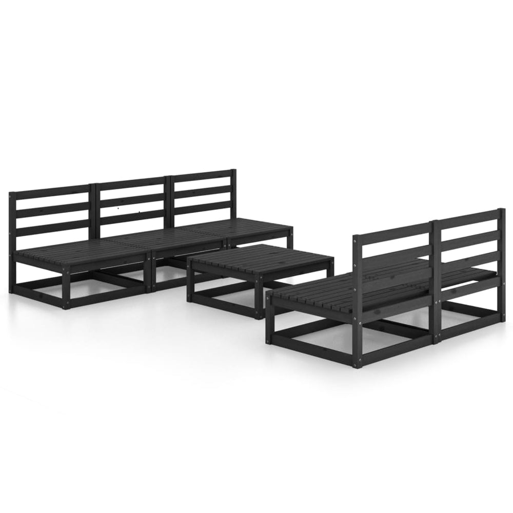 vidaXL 6-piece Garden Lounge Set Black Solid Pine Wood