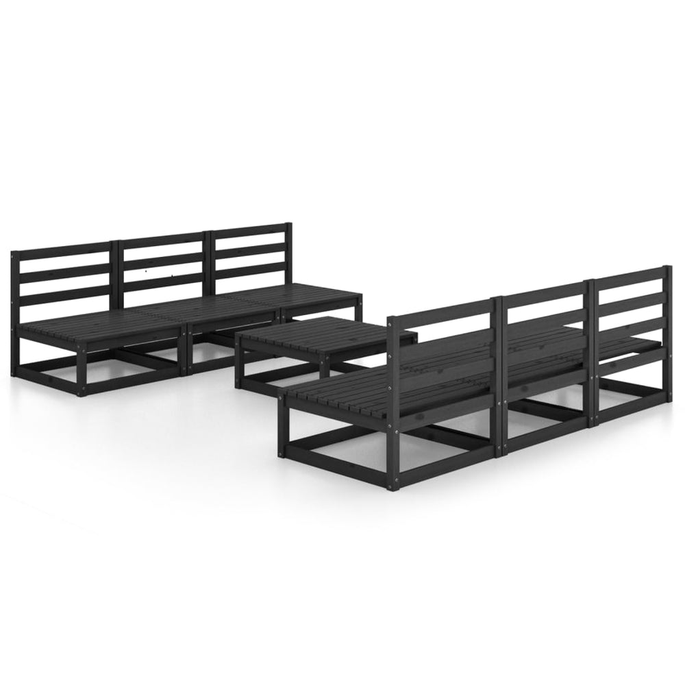 vidaXL 7-piece Garden Lounge Set Black Solid Pine Wood
