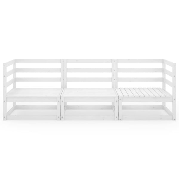 Outdoor-Sofa 3-Sitzer Weiß Massivholz Kiefer