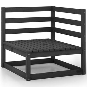 Outdoor-Sofa 3-Sitzer Schwarz Massivholz Kiefer