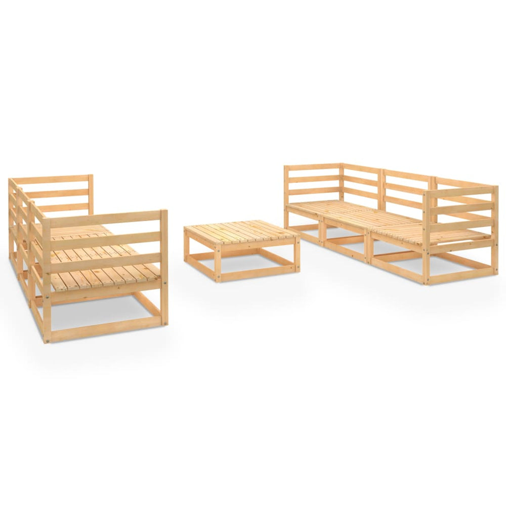 7-tlg. Garten-Lounge-Set Massivholz Kiefer