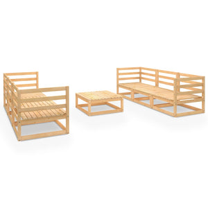 7-tlg. Garten-Lounge-Set Massivholz Kiefer
