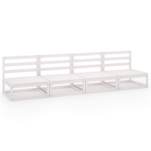Outdoor-Sofa 4-Sitzer Weiß Massivholz Kiefer