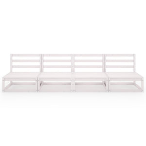 Outdoor-Sofa 4-Sitzer Weiß Massivholz Kiefer