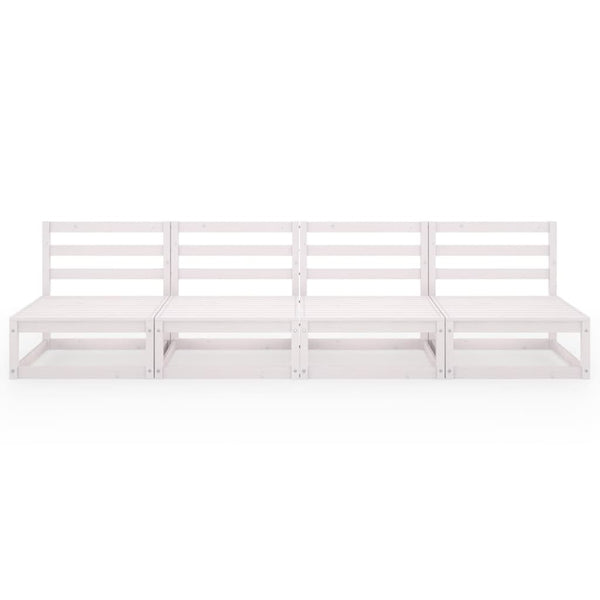 Outdoor-Sofa 4-Sitzer Weiß Massivholz Kiefer